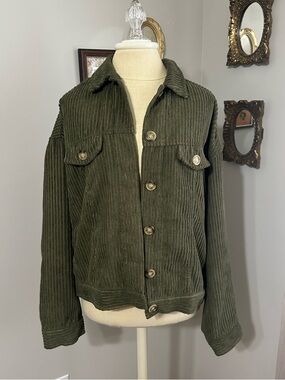 Altar'd State Olive Green Corduroy Lightweight Jacket